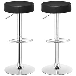 Set of 2 Adjustable Round PU Seat Swivel Bar Stool