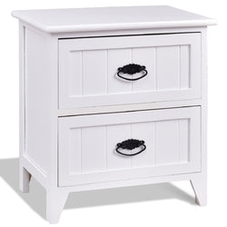 2 Drawers Storage Wood End Side Nightstand