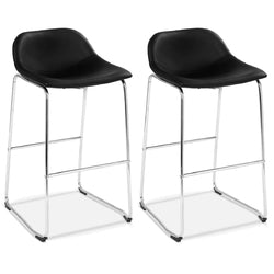 Set of 2 PU Leather Pub Barstools Dining Side Chairs