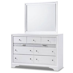 9 Drawers Modern Storage Cabinet Dresser Mirror Set