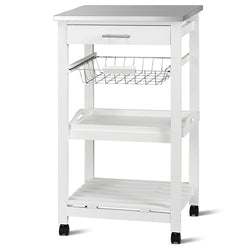 Rolling Kitchen Trolley Storage Basket And Drawers Cart