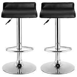 Set of 2 Adjustable PU Leather Backless Bar Stools