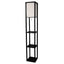 Black 3-Shelf  Modern Floor Lamp with Beige Linen Shade