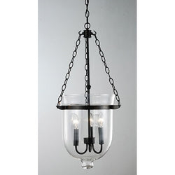 Glass Lantern Chandelier in Antique Copper Finish