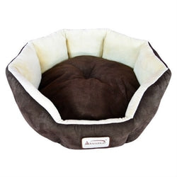 Mocha Beige Round Oval Pet Bed for Small Dogs or Cats