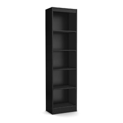 Modern 69-inch Tall Skinny 5-Shelf Bookcase in Black Oak Finish