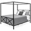 Queen size Modern Industrial Style Canopy Bed Frame in Black Metal Finish