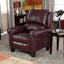 Burgundy Top-Grain Leather Upholstered Wing-back Club Chair Recliner