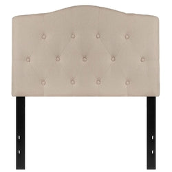 Twin size Beige Fabric Upholstered Button Tufted Headboard