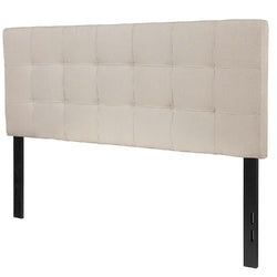 Full size Beige Taupe Fabric Box-Stitch Upholstered Headboard