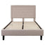 Full Beige Fabric Upholstered Platform Bed Frame with Tufted Headboard