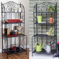 plant bakers rack Indoor / Outdoor Folding Metal Bakers Rack Plant Stand with 4 Shelves– Qolture