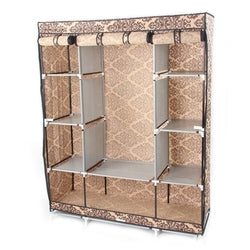Brown Damask 65-inch Bedroom Wardrobe Closet Organizer Storage Unit