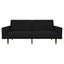 Black Mid-Century Modern Linen Upholstered Sofa Bed with Classic Wood Legs