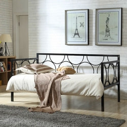 Twin size Contemporary Black Metal Daybed with Metal Support Slats