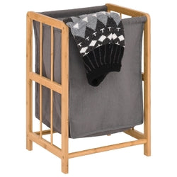 Bamboo Wood Frame Laundry Hamper with Cotton Blend Clothes Bag