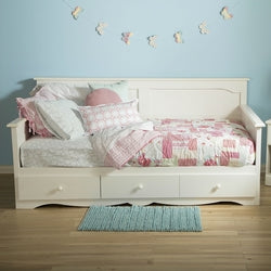 Twin size Country Style White Wood Daybed with 3 Storage Drawers