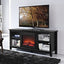 2-in-1 Black Wood TV Stand with Electric Fireplace Space Heater