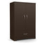 Contemporary 2-Door Armoire Wardrobe Cabinet with Bottom Drawer in Chocolate Brown