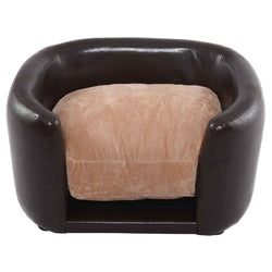 Soft Espresso Mini Couch Bed with Beige Cushion Small Dog or Cat