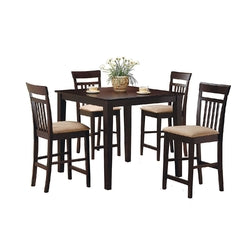 Dark Brown 5-Piece Dining Room Set with 4 Counter Height Barstools