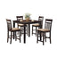 Dark Brown 5-Piece Dining Room Set with 4 Counter Height Barstools