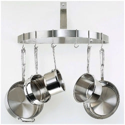 Wall Mount Half Circle Pot Rack in Brushed Stainless Steel