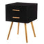 Modern Mid-Century Style End Table Nightstand in Black & Oak Wood Finish