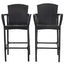 Set of 2 47-inch Bar Height Brown Rattan Barstool Chairs
