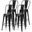 "Set of 4 Black 30"" Height High Back Metal Industrial Bar Stools"