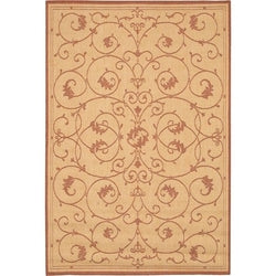 2' x 3'9 Floret Vines Leaves Floral Area Rug in Terracotta Natural