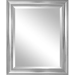 Bathroom Mirror with Silver Frame - Hangs Vertically or Horizontally