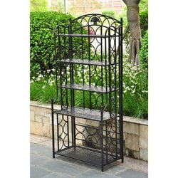 Indoor / Outdoor Wrought Iron Metal Bakers Rack 5-Shelf Plant Stand