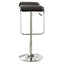 Modern Adjustable Height Bar Stool with Brown Faux Leather Swivel  Seat