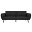 Dark Grey Linen Futon Sofa Bed with Modern Mid-Century Style Wooden Legs