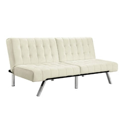 Splitback Multi-Position Futon Sofa Sleeper in Vanilla