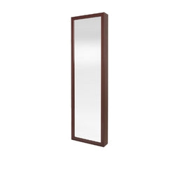 Wall / Door Mount Jewelry Armoire / Full Length Mirror in Cherry Finish