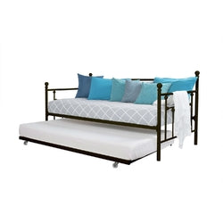 Twin size Metal Daybed with Pull-out Trundle Bed in Bronze Finish
