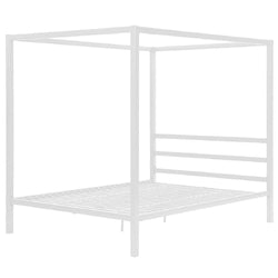 Queen size Sturdy Metal Canopy Bed Frame in White Finish