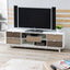 Modern 70-inch White TV Stand Entertainment Center with Natural Wood Accents