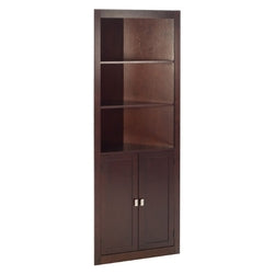 Espresso Corner Bathroom Linen Cabinet with Shelves