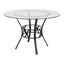 Contemporary 45-inch Round Glass Dining Table with Black Metal Frame