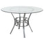 Contemporary 48-inch Round Clear Glass Dining Table with Silver Metal Frame