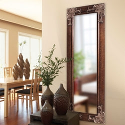 Full Length 63-in Wall Mirror with Quality Wood Frame and Antique Silver Gold Accents