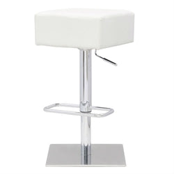 Set of Backless Modern Swivel Barstool with White Faux Leather