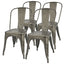 Set of 4 - Stackable Modern Cafe Bistro Dining Side Chair in Gun Metal Finish