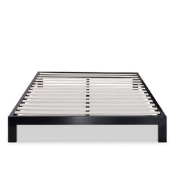 Full size Contemporary Black Metal Platform Bed with Wooden Mattress Support Slats