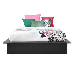 Full size Modern Padded Faux Leather Platform Bed Frame in Black with Wooden Slats