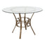 Round 45-inch Clear Glass Top Dining Table with Matte Gold Metal Frame
