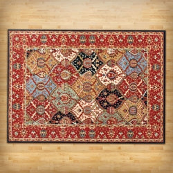 5'3" x 7'3" Area Rug in Red Blue Black Oriental Pattern